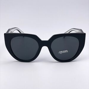 NEW Prada PR14WS 09Q-5S0 Black Talc Gray Cat Eye Oversized Women Sunglasses
